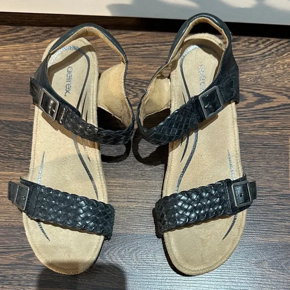 Aetrex Black Woven Wedge Sandals (SIZE: USA 10) - Picture 7 of 13